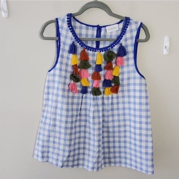 EVELYN TASSLE plaid tank top size small‎ - Picture 1 of 6